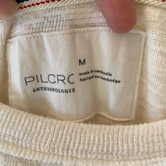 Pilcro Anthropologie Ivory Ruffled Raglan Thermal Top - Picture 3 of 6